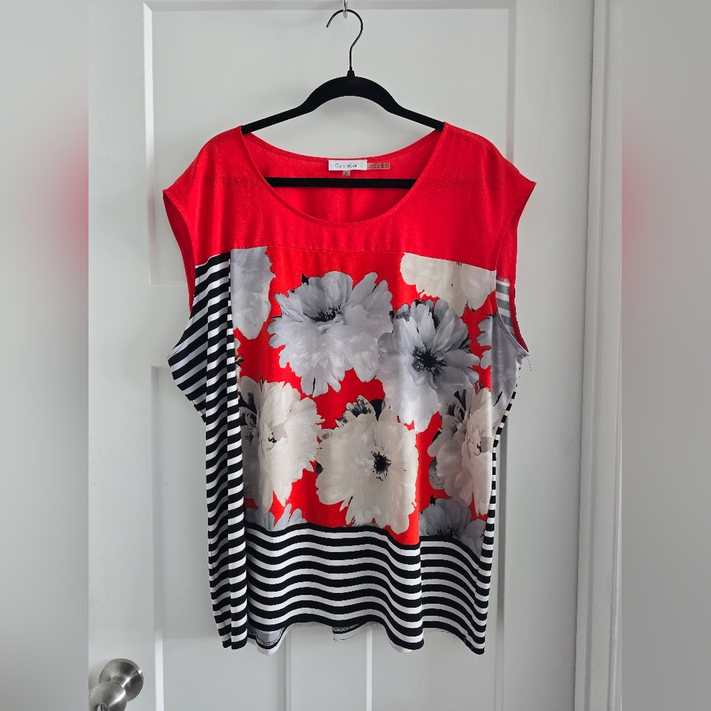 Bright Floral and Striped Top